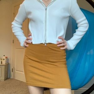 Dark Mustard Yellow Pencil Mini Skirt